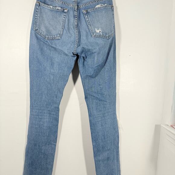 Reformation Julia High Rise Cigarette Ankle Distressed Denim Jeans Antigua 25 - Picture 14 of 16